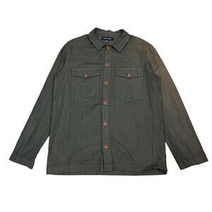 Vintage American Apparel Army Green Button Up Faded Shirt Twill M Made in USA
